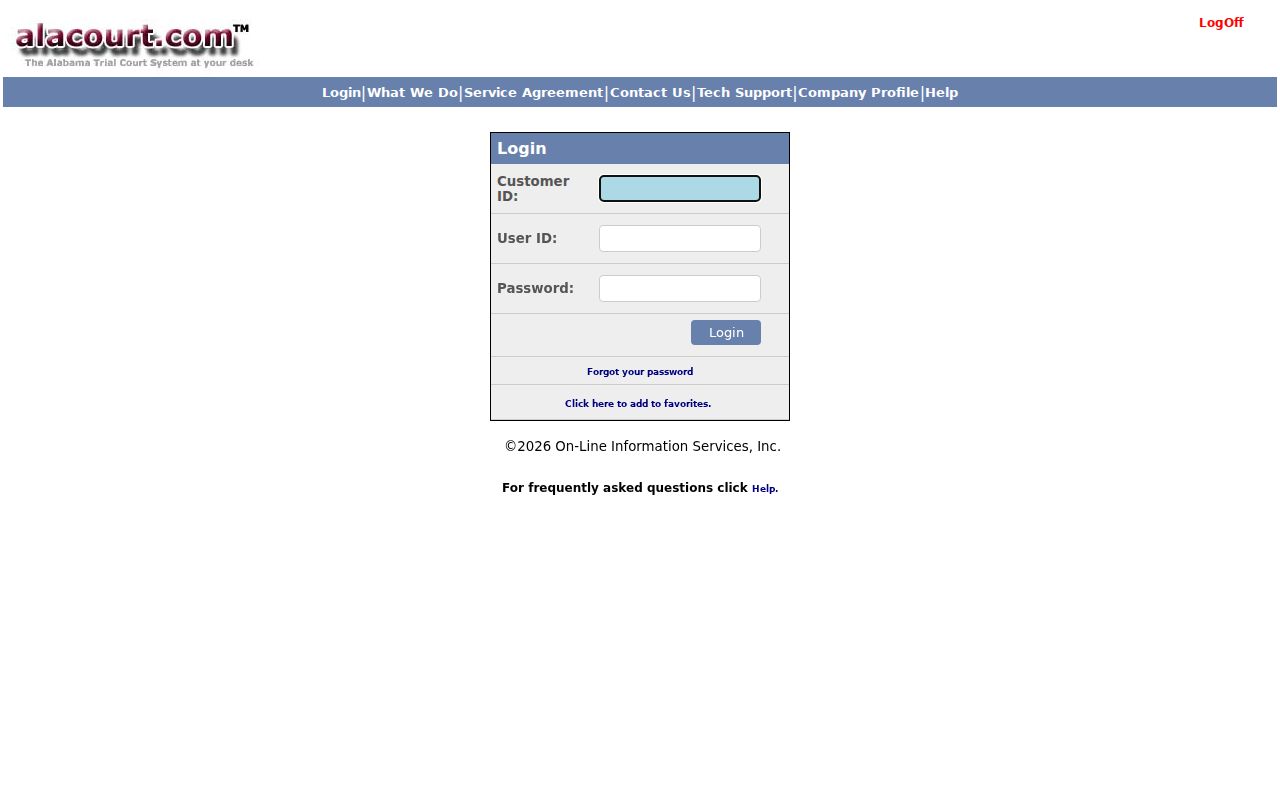 Alacourt subscription interface for Elmore County case searches