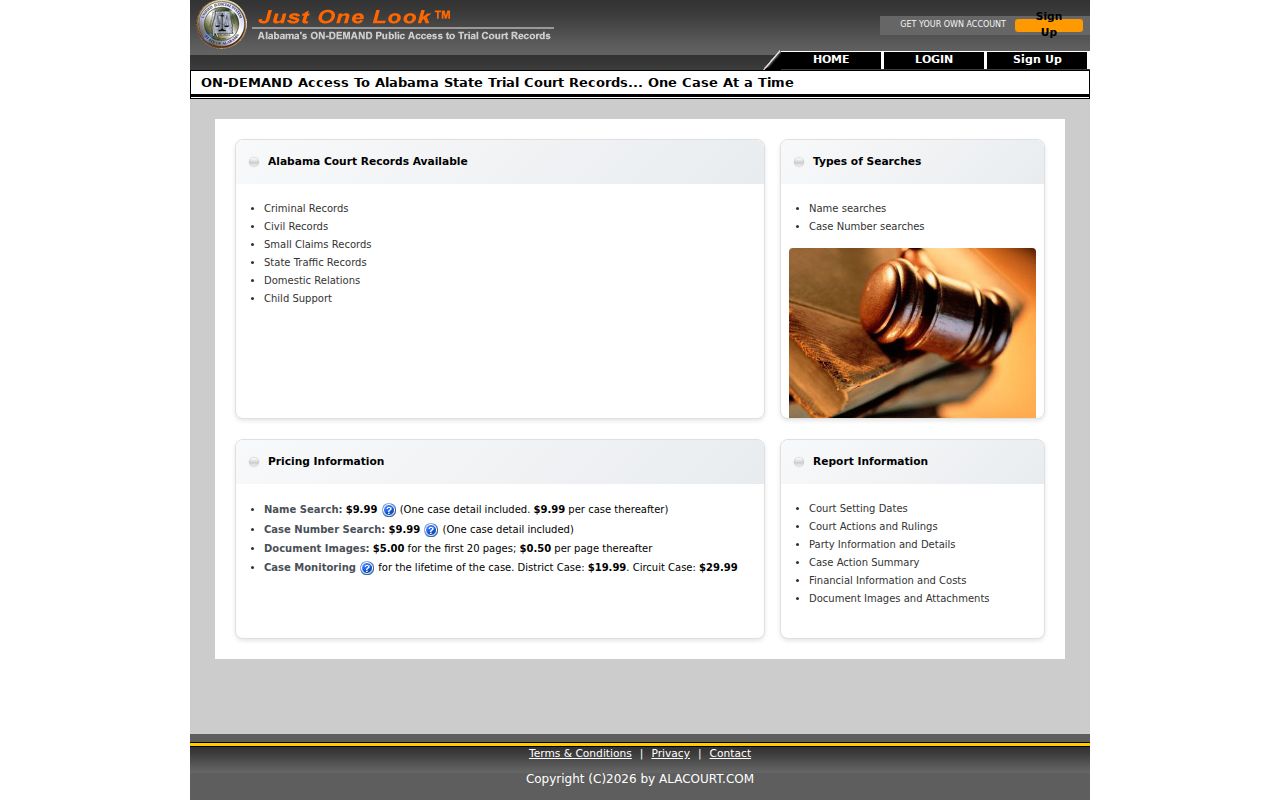 Just One Look interface for an Elmore County case search