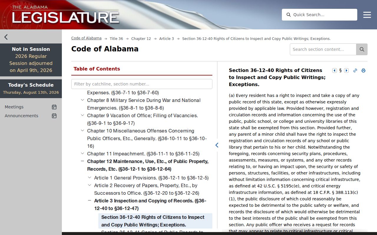 Alabama public writing law for Elmore County civil dockets