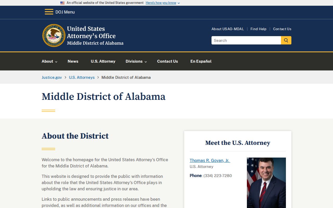 Federal criminal docket source for Elmore County matters